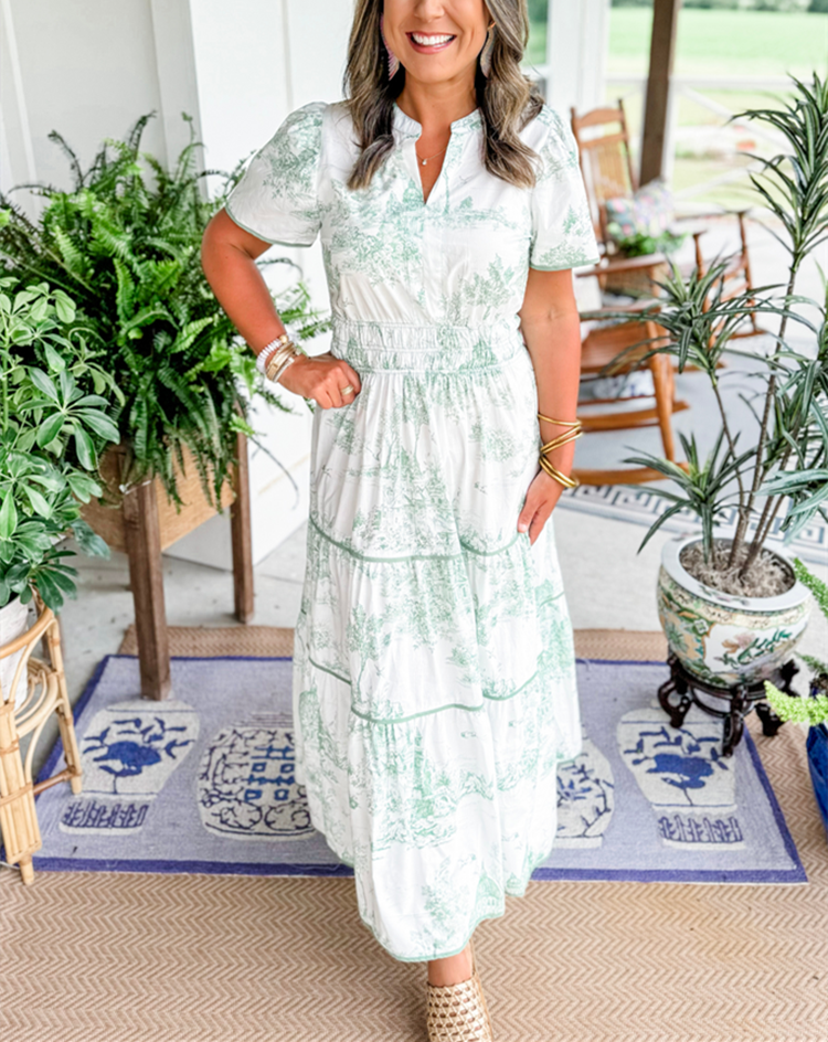 Eliza | Klassisches Toile-Maxikleid