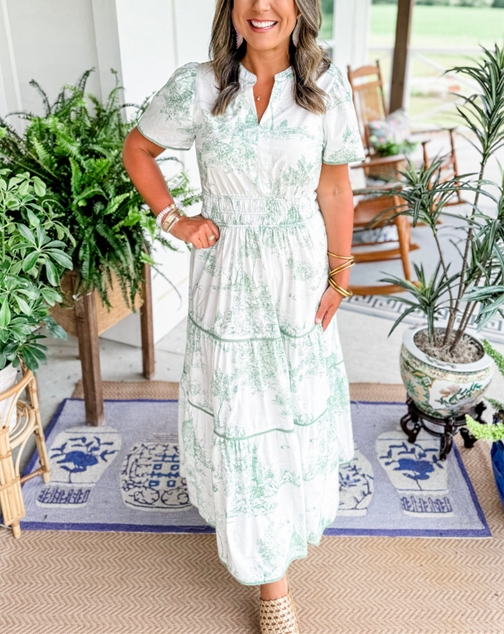 Eliza | Klassisches Toile-Maxikleid