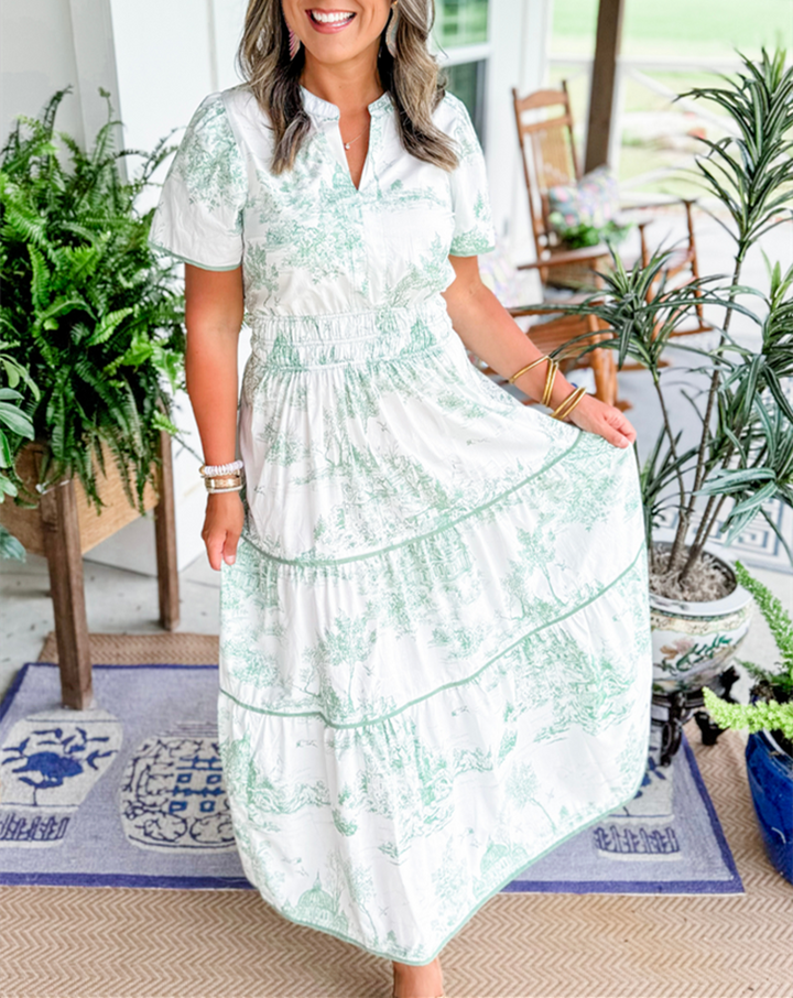 Eliza | Klassisches Toile-Maxikleid