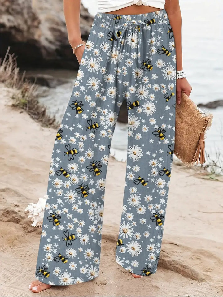 Bienen &amp; Gänseblümchen Gemusterte Gerade Hose