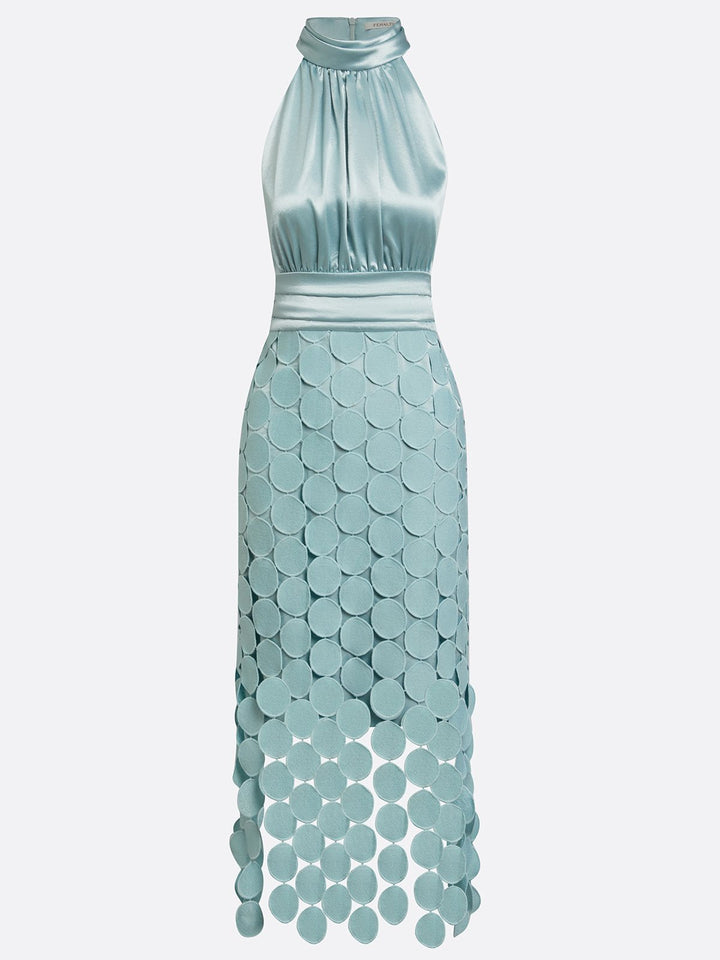 Delphine Vasseur | Pailletten-Halter-Midikleid mit Muschelsaum