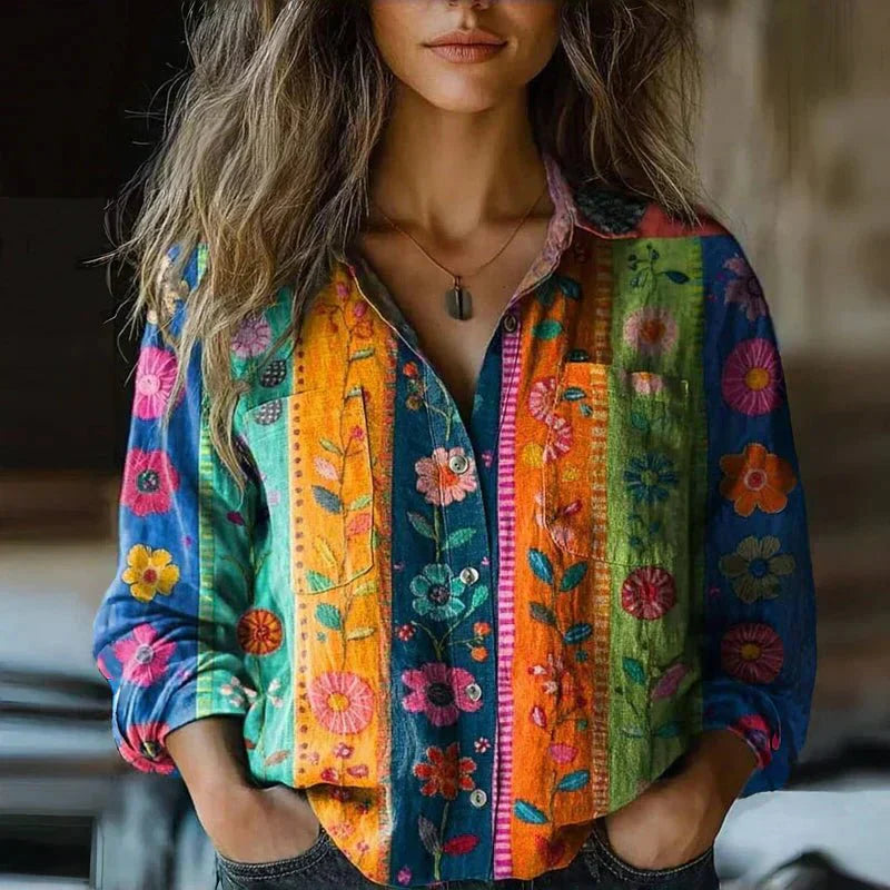 Emma | Vintage Bedruckte Bluse