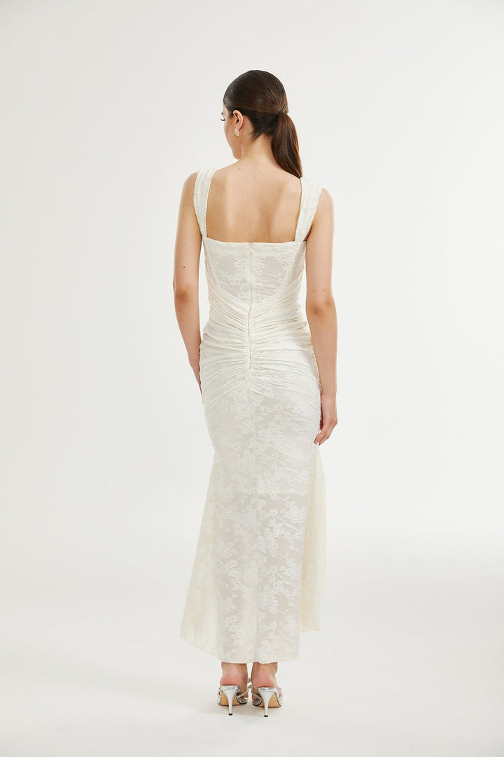 Raya | Elegantes Blumen-Jacquard-Kleid