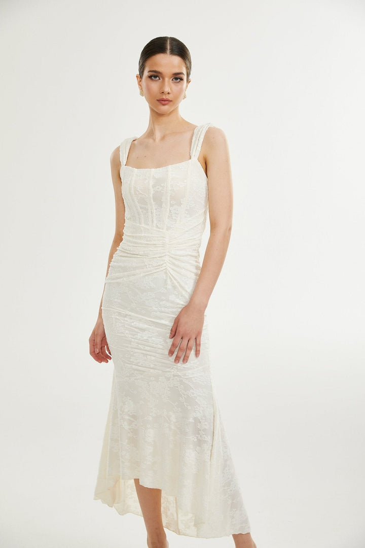 Raya | Elegantes Blumen-Jacquard-Kleid