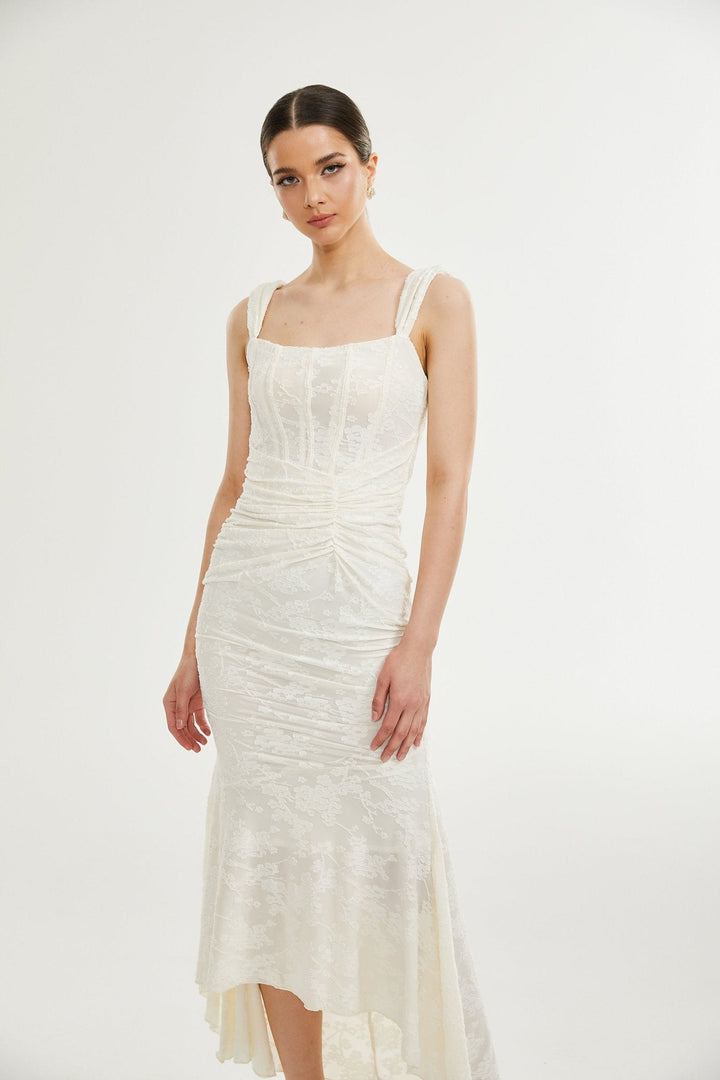 Raya | Elegantes Blumen-Jacquard-Kleid