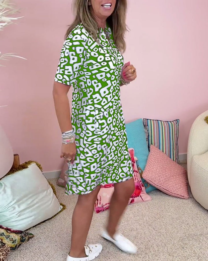 Sophie | V-Ausschnitt-Druckkleid mit Taschen