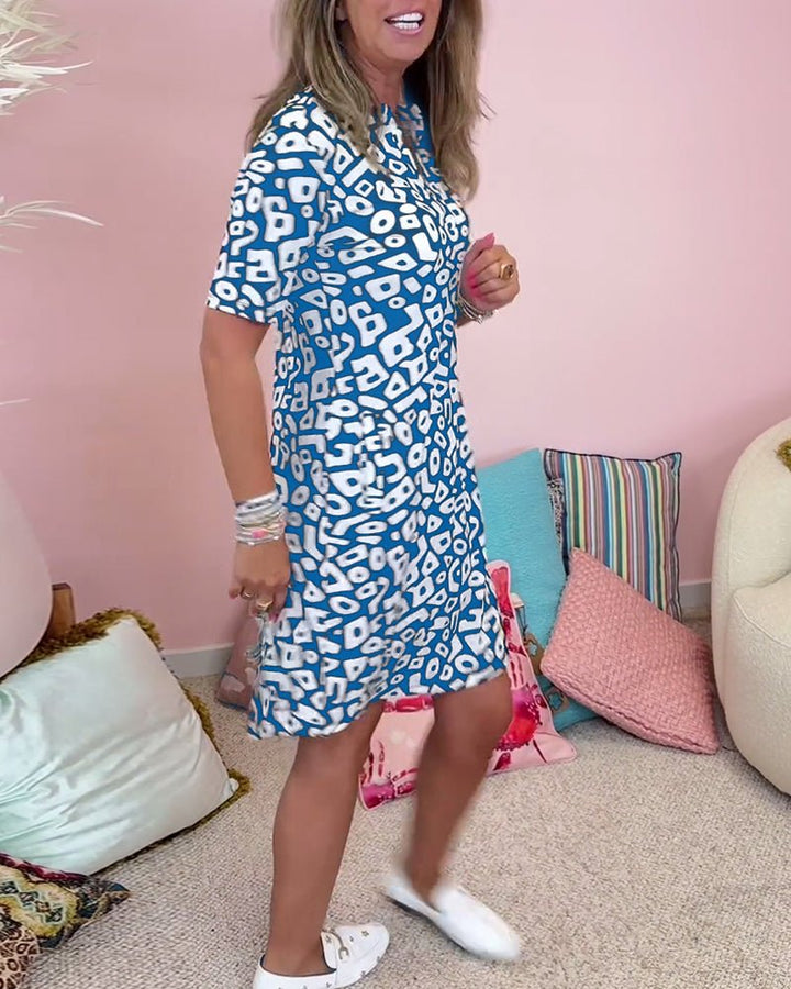 Sophie | V-Ausschnitt-Druckkleid mit Taschen