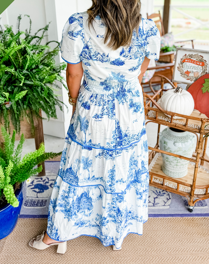 Eliza | Klassisches Toile-Maxikleid