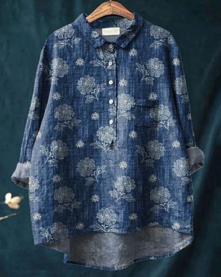 Edwina | Blüten-Knopfbluse