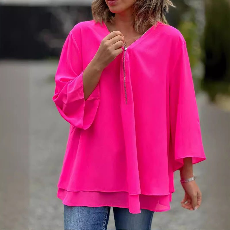 Lorelai | Chiffon-Reißverschlussbluse