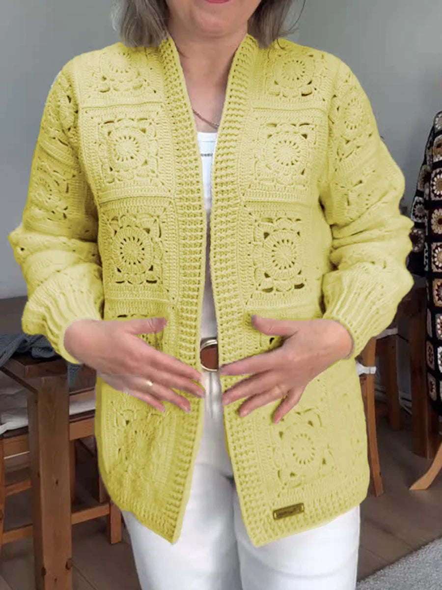 Vintage Häkelmuster Strick Cardigan