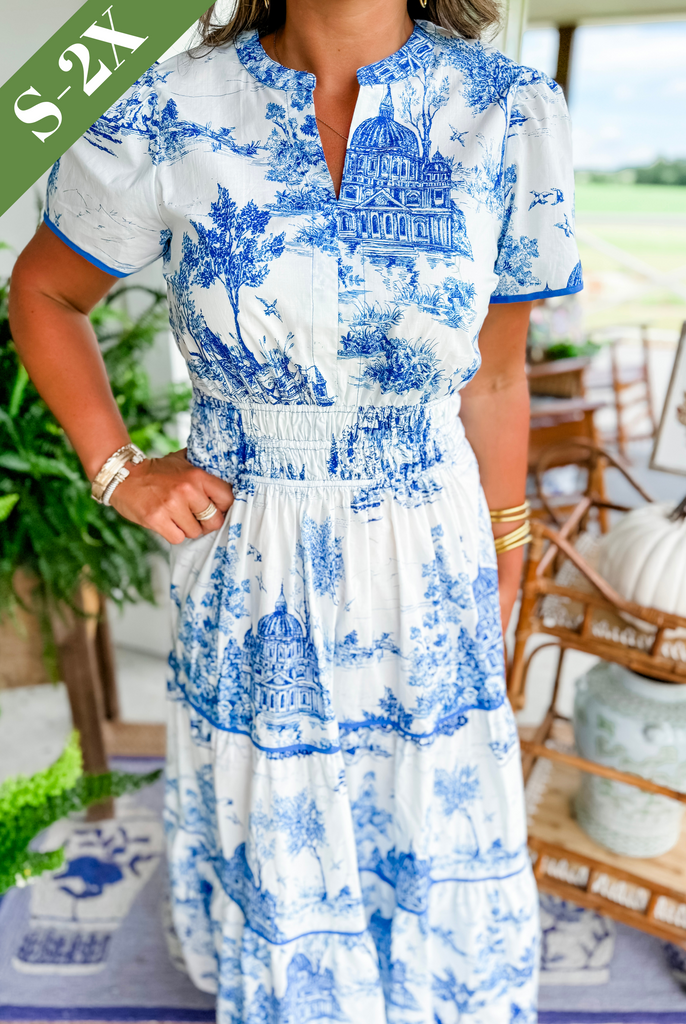 Eliza | Klassisches Toile-Maxikleid