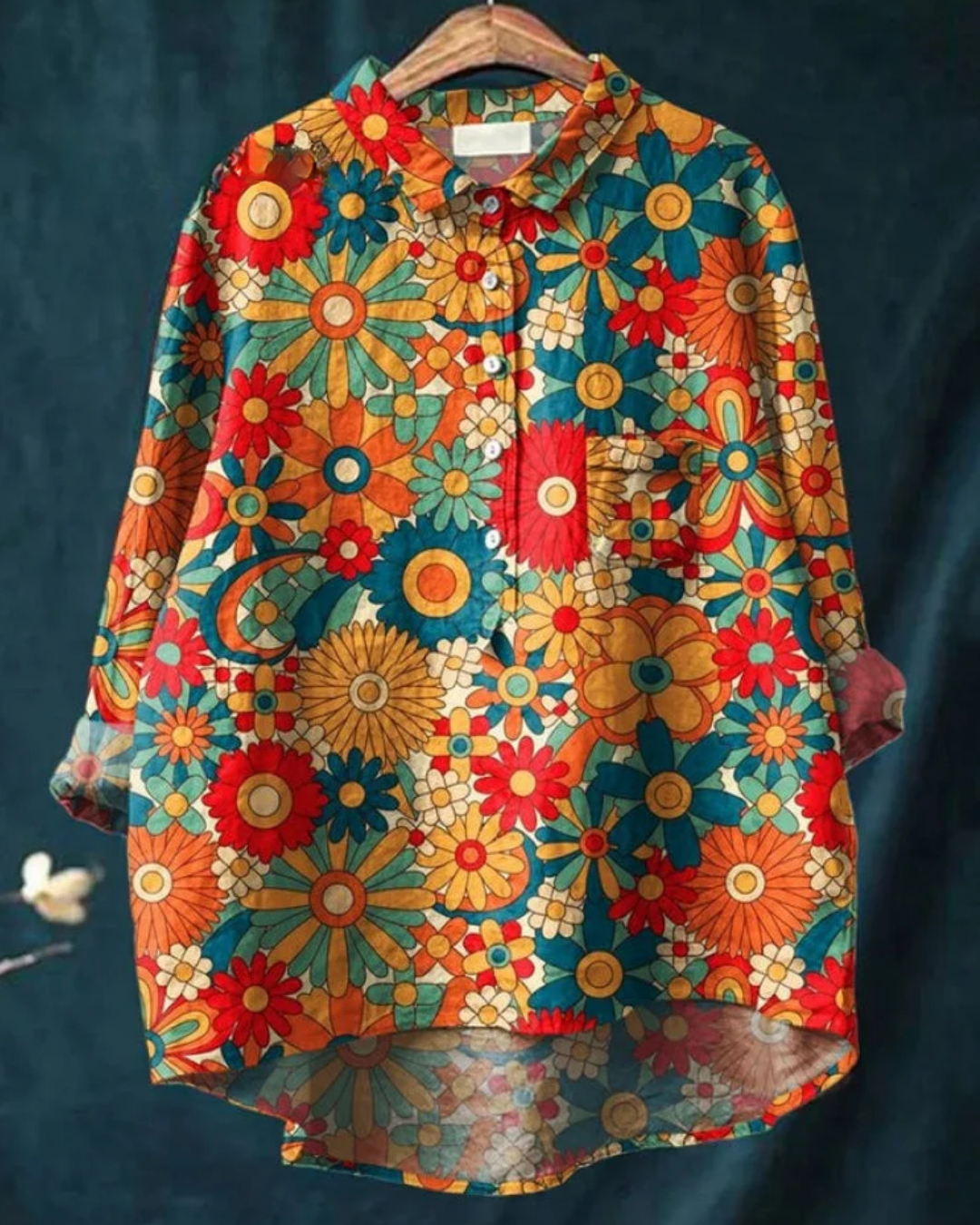 Edwina | Blüten-Knopfbluse