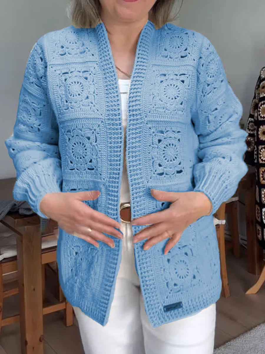 Vintage Häkelmuster Strick Cardigan