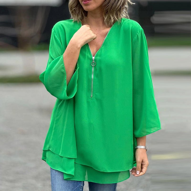 Lorelai | Chiffon-Reißverschlussbluse