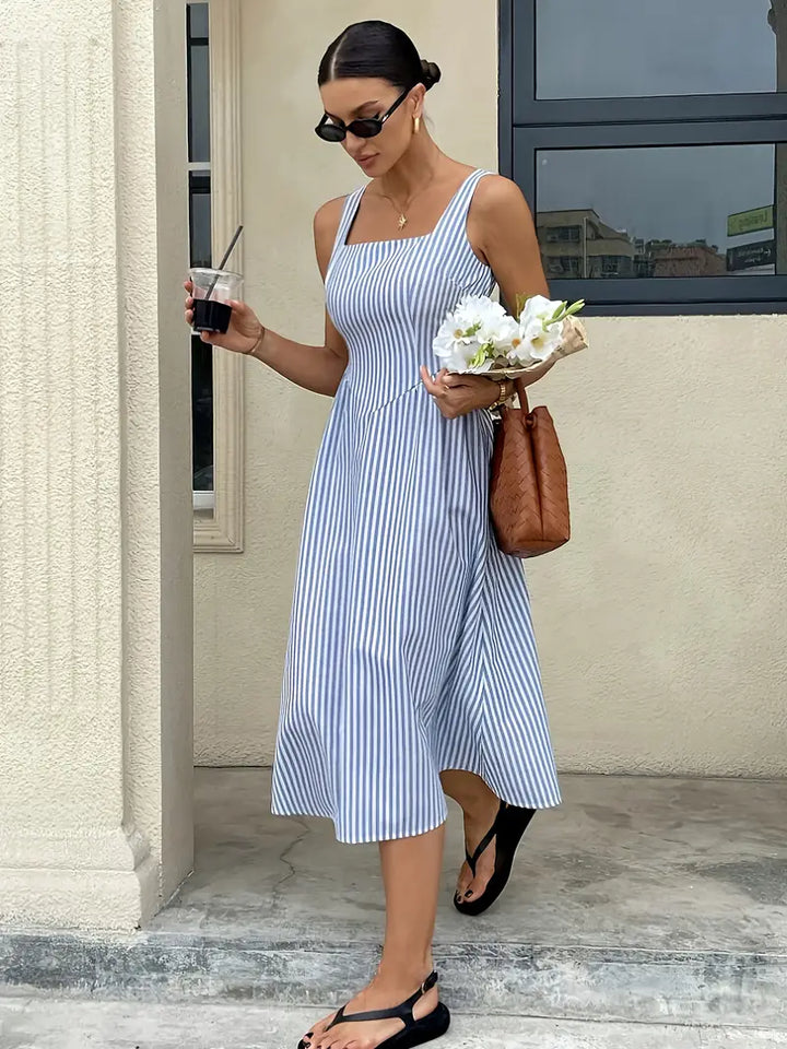 Seaside Muse™ Gestreiftes Midi-Kleid