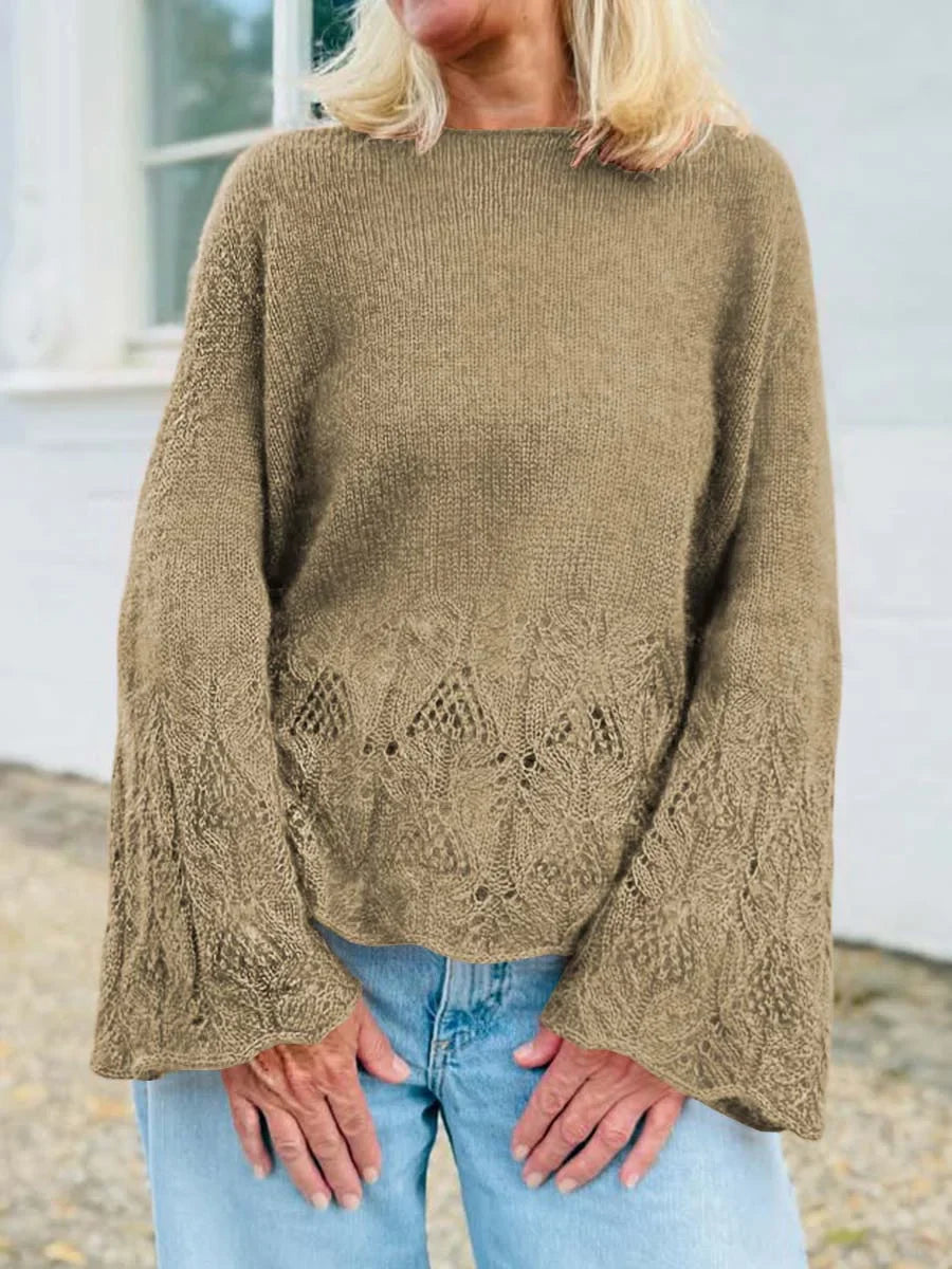 Damen Einfarbiger Rundhals Langarm Casual Oversize Pullover