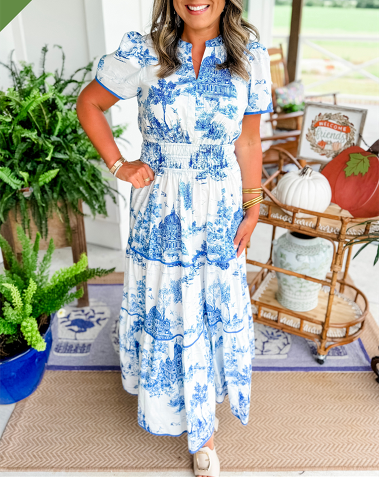 Eliza | Klassisches Toile-Maxikleid