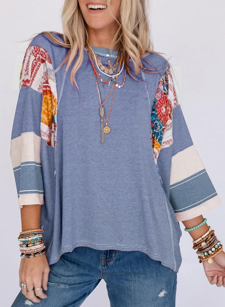 Lizzy | Gestreifte Patch-Bluse