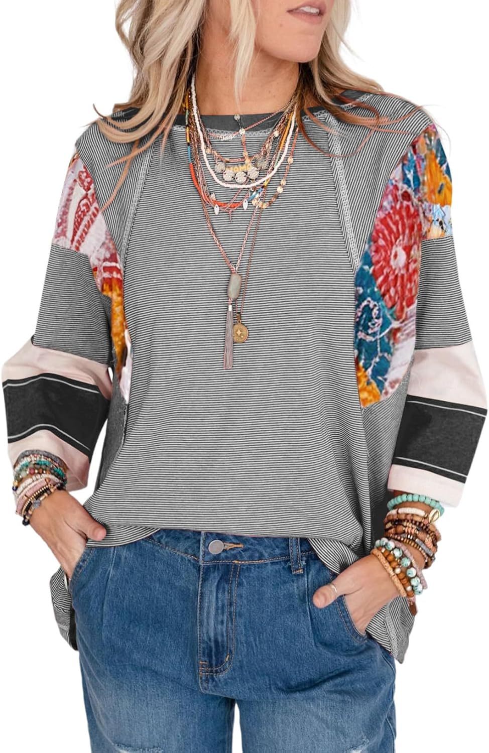 Lizzy | Gestreifte Patch-Bluse
