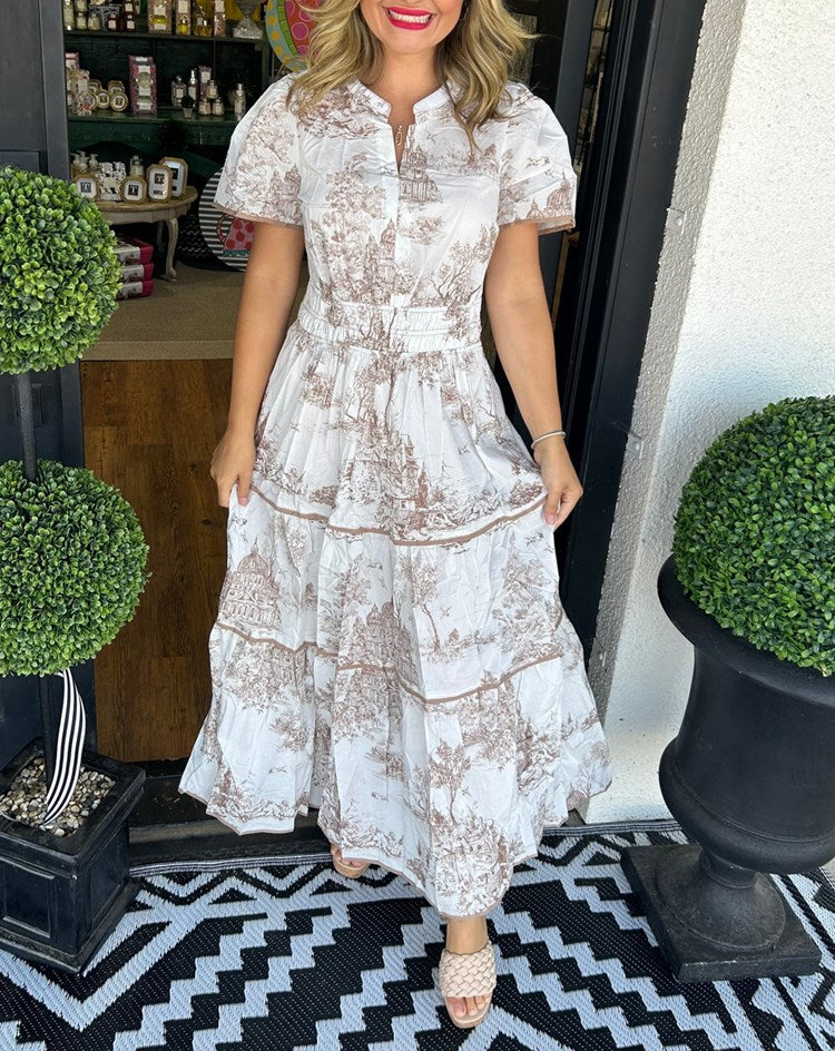 Eliza | Klassisches Toile-Maxikleid