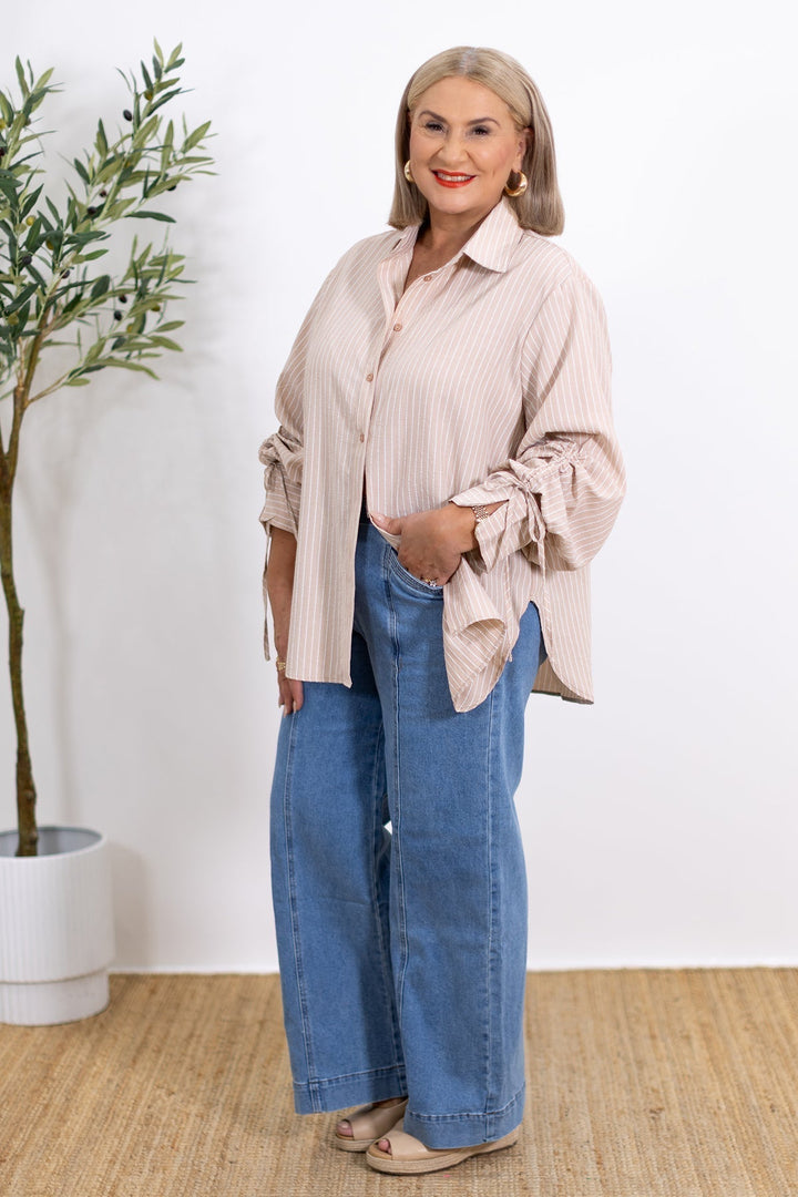 Laura | Oversize Gestreiftes Hemd