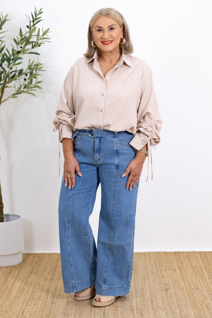 Laura | Oversize Gestreiftes Hemd