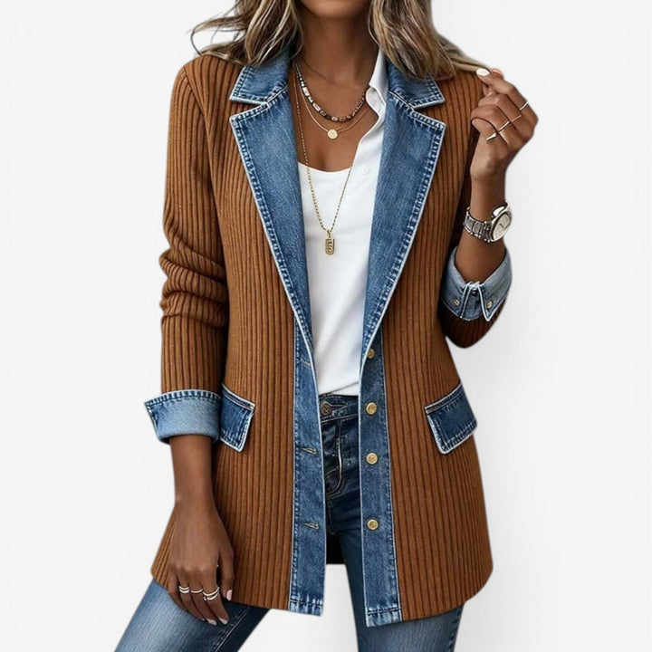 Mara™ Denim-Mix Jacke - Khaki
