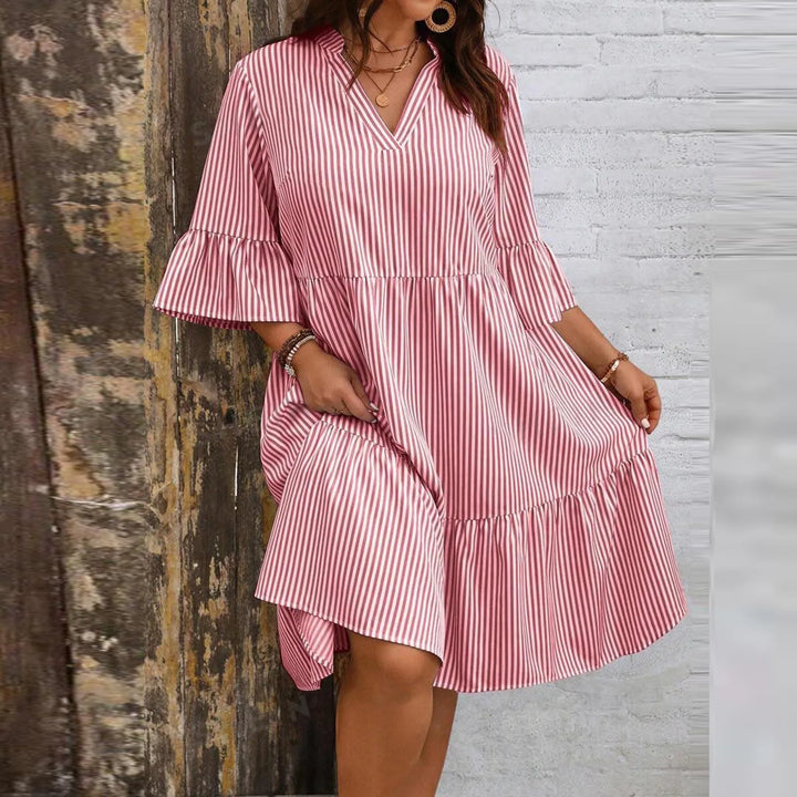 Micaela™ Gestreiftes Sommerkleid mit Rüschen