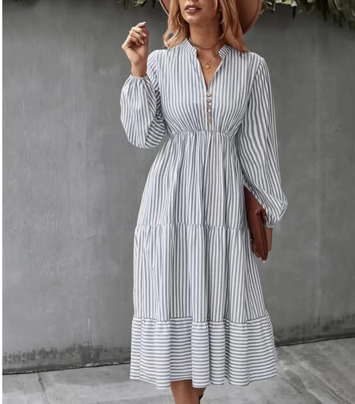 Kaitlyn | Retro-Streifen-Maxikleid