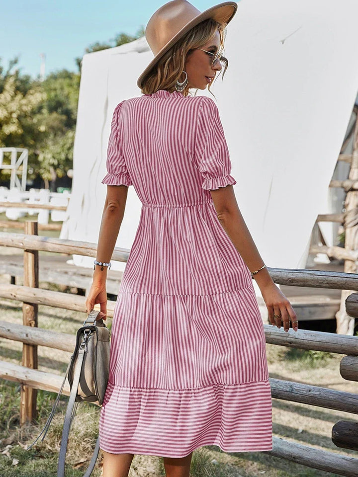 Elodie | Gestreiftes Quasten-Midiekleid