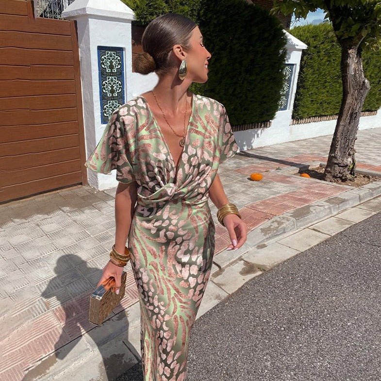 Palmera | Maxi-Kleid mit gedrehtem V-Ausschnitt