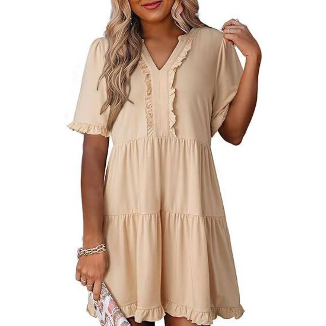 Eliane | Schlichtes Feminines Fließkleid