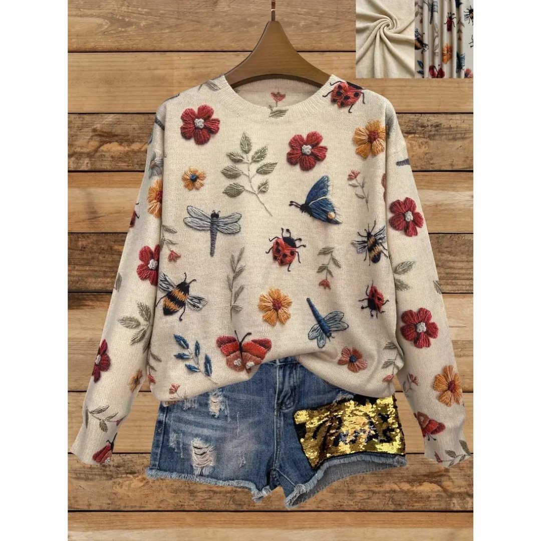Belinda | Zauberhafter Blumenpullover