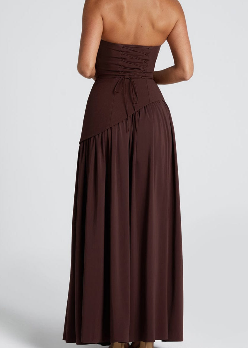 Sofia™ | Trägerloses Maxikleid mit Choker-Detail